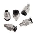 5Pcs Pneumatic Fittings PC4-M6 Bore 4mm For 4mm PTFE Tube Connector Coupler. 