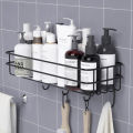 Bathroom Storage Hanging Shelf Wall Mounted With Hooks. 