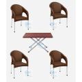 Set of 4 Sofa Plastic Garden Chairs & 1 Heavy-Duty Folding Table. 
