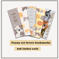 funny cat bookmarks- pack of 5 book lovers bookmarks- 2x6 inches. 