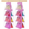 6  & 8 Pockets Hanging Purse Handbag Organizer 1 Pcs Clear Hanging Shelf Bag Collection Storage Holder Purse Bag Wardrobe Closet Space Saving Organizer. 