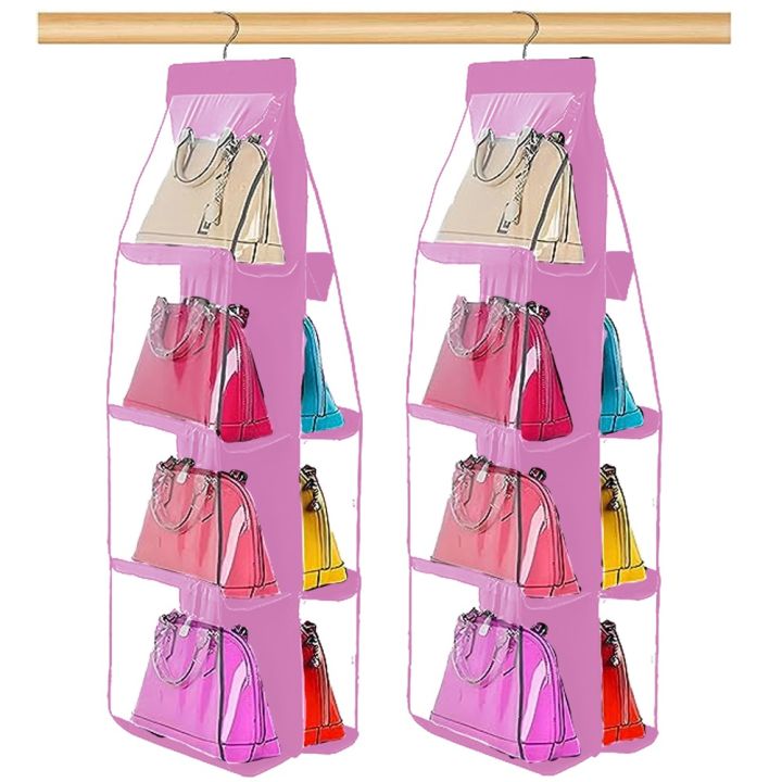 6%20%20&%208%20Pockets%20Hanging%20Purse%20Handbag%20Organizer%201%20Pcs%20Clear%20Hanging%20Shelf%20Bag%20Collection%20Storage%20Holder%20Purse%20Bag%20Wardrobe%20Closet%20Space%20Saving%20Organizer%20-%20Image%202