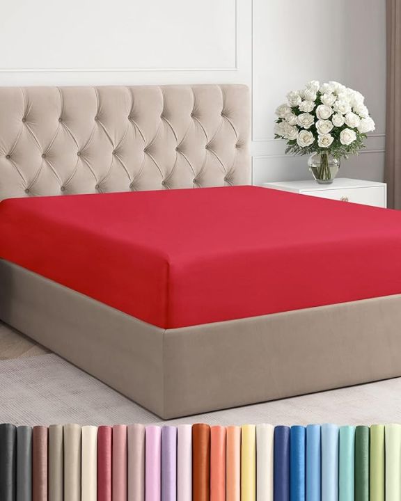 Fitted Bed Sheets - Cotton Jersey - Solid Colors - Elastic Ends