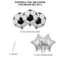 5 Pcs Football Aluminum Foil Balloons For Birthday Sports Games Theme Printed Chrome Metallic Foil Balloons Set For Boy Reusable Balloon For Birthday Parties Decoration, Baby Shower Theme Party Supplies, Pre School Class Theme For Party Decor. 