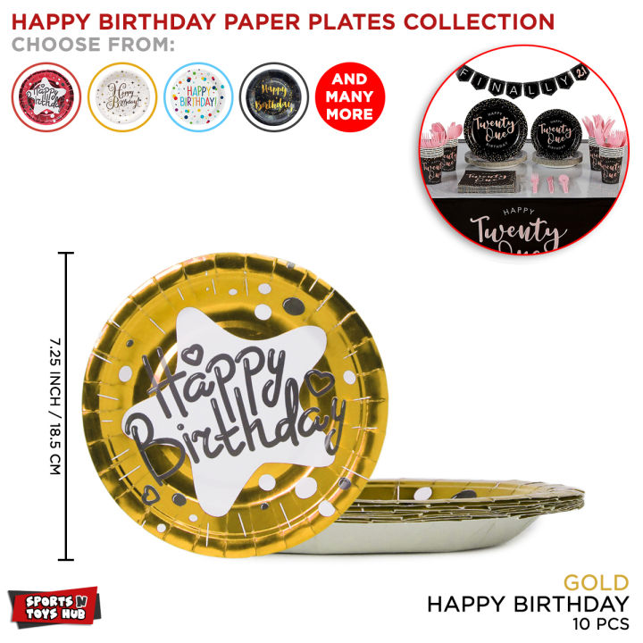 Happy Birthday Printed Disposable Serving Paper Plates Collection For Kids Tableware Sets Deserts Cake Snacks Party Plate Born Day Celebration Event Decoration Enjoy Lunch Dinner Boys, Girls Home School & Office Parties Attractive Designs Decor Supplies