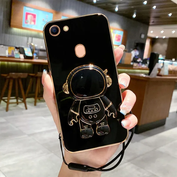 Maitus%20for%20OPPO%20F7%20Back%20Cover%20Cute%20Astronaut%20Hidden%20Stand%20Luxury%206D%20Plating%20Square%20Bumper%20Shiny%20Case%20Camera%20Lens%20Protection%20Soft%20Silicone%20Phone%20Cases%20with%20Lanyard%20-%20Image%202