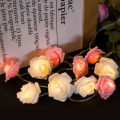 Artificial flowers Rose Fairy Lights Delicate 1.5M length Fairy lights Artificial Rose Flower String Light Red Pink color. 