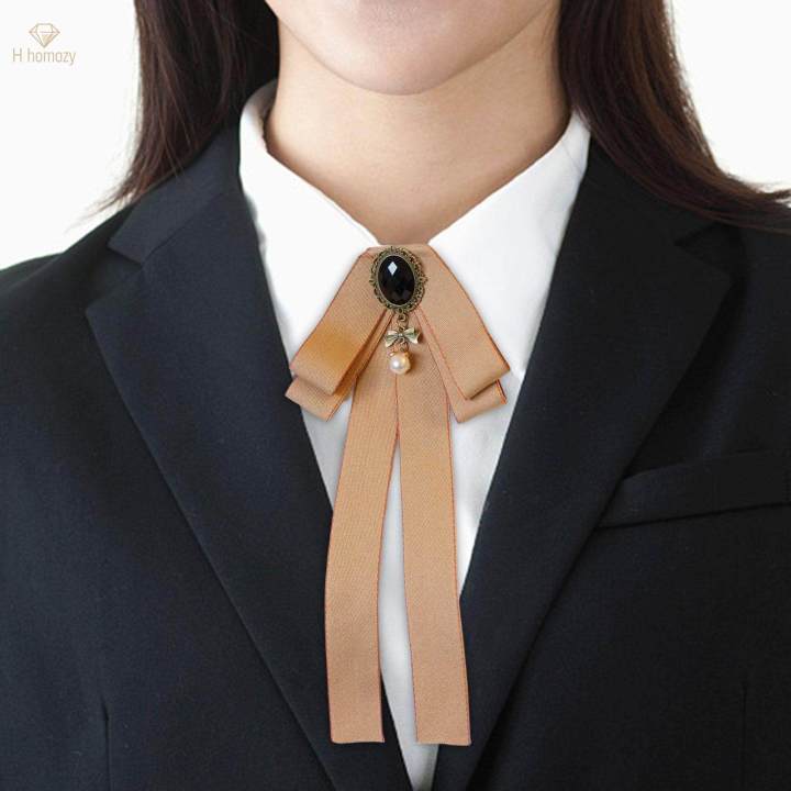 Ribbon%20Bow%20Tie%20Brooch%20Pre%20Tied%20Ties%20Bead%20Decorative%20Bowties%20Ribbon%20Brooches%20Neck%20Tie%20Bowknot%20Brooch%20Pin%20for%20Lady%20Daily%20Use%20Graduation%20Blouse%20-%20Image%202