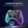 【Compatible to All】 - Transparent RGB Wireless Bluetooth Gaming Controller Gamepad for PlayStation 4, PS3, Android TV Box, PC, Laptop, iOS ~ RGB JoyStick JoyPad GamePad Remote Gaming Controller for Computer, Mobile, Windows 7/8/10/11 ~ By FunBug. 