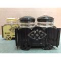 Set of Two Artisanal Wooden Namak Dani Salt and Pepper Set - Fancy 2-Piece Kitchenware, Handcrafted Eco-Friendly Salt Cellar and Pepper Shaker, Rustic Design with Natural Wood, Ideal for Chef and Stylish Kitchen Decor, Includes Stand, Durable and Unique. 
