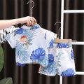 Elegantstunning Boys Short Sleeves Shirt Suit Summer Beach Casual Tops Shorts Two-piece Set For 2-6 Years Old Kids. 