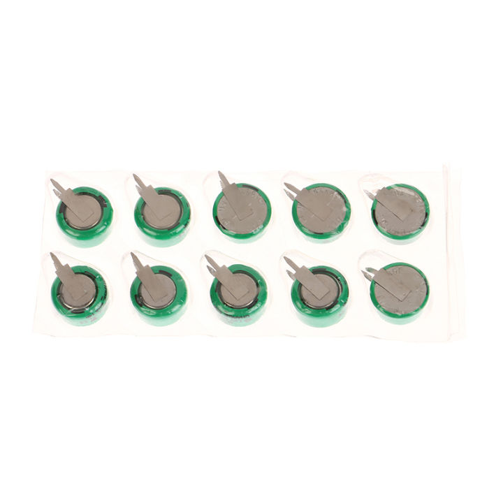 10PCS 1.2V 40mAh Ni-MH Rechargeable Battery With Solder Pins For Timer Toys Watch Hearing Aid Solar Equipment Button Coin Cell YULING