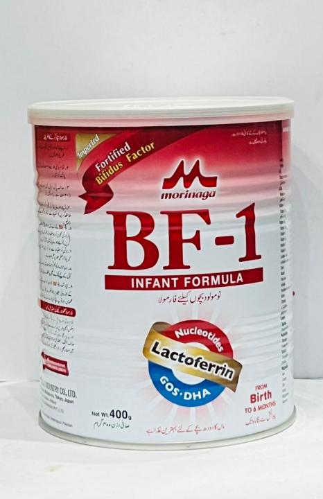 "Morinaga BF-1 Infant Formula: Complete Nutrition with Lactoferrin, Nucleotide, GOS-DHA & Fortified Bifidus Factor for Babies 0-6 Months" 400GM