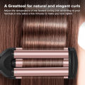 Ubeator - Triple Tube Curling Iron Ceramic Coating Rapid Heating Rollers Hair Curlers Fast Crimper for Water Waves Egg Roll-209-Pink. 