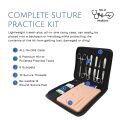Complete Suture Practice Kit for Medical and Vet Students - Reusable Skin Simulation Silicon Pad with Pre-Cut Wounds, Full Set of Essentials Stainless Still Suturing Tools. 