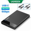UGreen 60735 USB 3.1 2.5″ Hard Drive Enclosure 6G With USB-A TO USB-C Cable + USB-C TO USB-C Cable. 