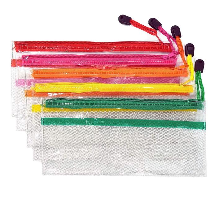 Transparent%20Clear%20Pencil%20Pouch%20With%20Zipper%20and%20Partition%20for%20Office%20and%20School%20Stationery%20Organizer%20-%20Pack%20of%205%20-%20Image%202