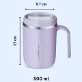 Office Cup, Tea Cup, Insulated Coffee Mug, Stainless Steel Coffee Mug 500 ml with Handle | Premium Clear Cap Mug with Lid for Coffee/Tea/Milk.. 