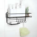 Bathroom Storage Shelf With hooks and Soap Dish Easy Mount Shower Shampoo Rack Holder. 