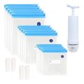 FS-Sous Vide Bags 20Pack Reusable Electric Vacuum Food Storage Save Sealer Cooker with 1 Hand Pump,3 Size Sealed Bag,4 Clip. 