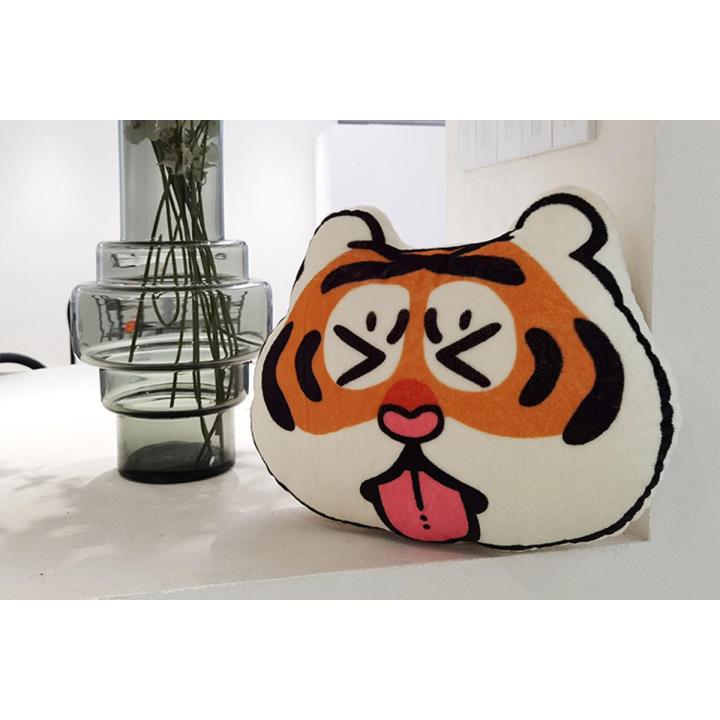 Net red super cute ins big eyes fat face tiger pillow car cushion waist back sofa pillow floor mat cartoon