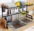 Over The Sink Dish Drying Rack - Adjustable Dish Drainer Shelf - Countertop Space Saver Display Stand Tableware Drainer. 