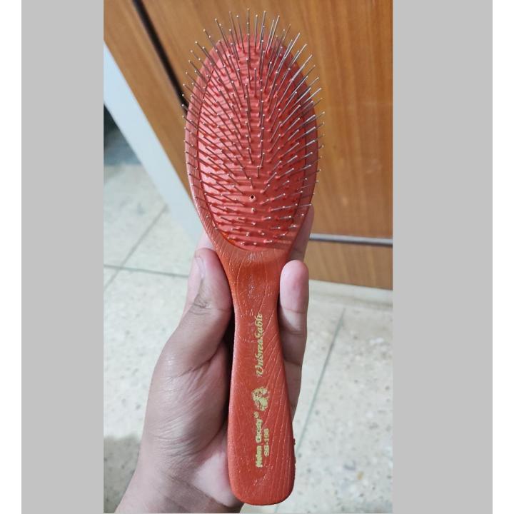 Hard Plastic Hair Brush Wooden Style In Steel Pin Without tips Paddle Brush