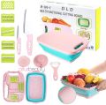 Multifunctional 9in1 Chopping Board with Drainer 5pcs Vegetable Slicer Cutters, 2 Knives and 1 Collapsible Colander for Kitchen. 