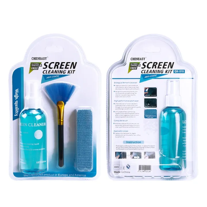 Cheneasy%203%20in%201%20Super%20Screen%20Cleaning%20Kit%20%20for%20lcd%20,%20camera%20lens%20,%20mobile%20screen,%20laptop%20with%20Cloth%20Brush%20cleaning%20liquid%20-%20Image%202