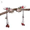 2Pcs Retro Girls Plum Blossom Bead Chain Hairpin Hair Clips Headdress Accessory. 