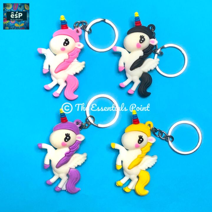 Unicorn keychain multiple variants - cartoon character / action figure soft pvc keychain for kids (girls and boys) - bag hanging accessories / keyring