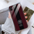 Jizetin for Vivo V20 Pro 5G Glass Back Cover Dargon Logo For Boys Glossy Tempered Glass Shockproof Soft Edge Phone Cases. 