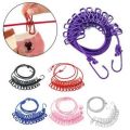 Elastic Clothesline Rop 185cm Portable Clothesline With 12 Clip (Random color). 