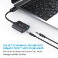 TechRise External USB Audio Adapter Stereo Sound Card with 3.5mm Headphone and Microphone Jack for Windows Mac Linux PC Laptops Desktops. 