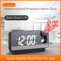LED Digital Projection Alarm Clock Electronic Alarm Clock with Projection Time Projector Bedroom Bedside Clock Black. 
