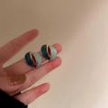 Vintage Enamel Earrings Geometric Arc Earrings. 