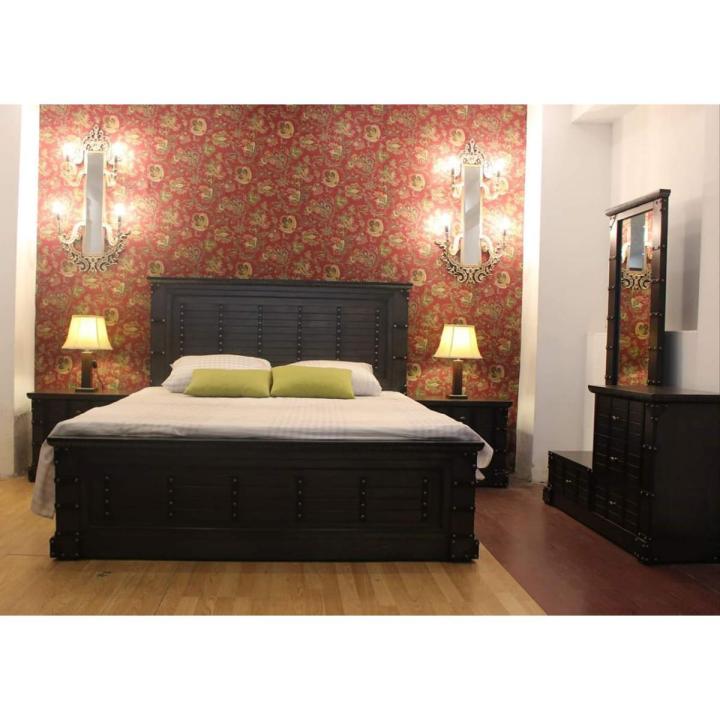 Golden Oak Weeding Package - Bedroom Furniture (1 x King Size Bed + 2 x Side Tables + 1 x Dressing Table + 1 X Mirror)