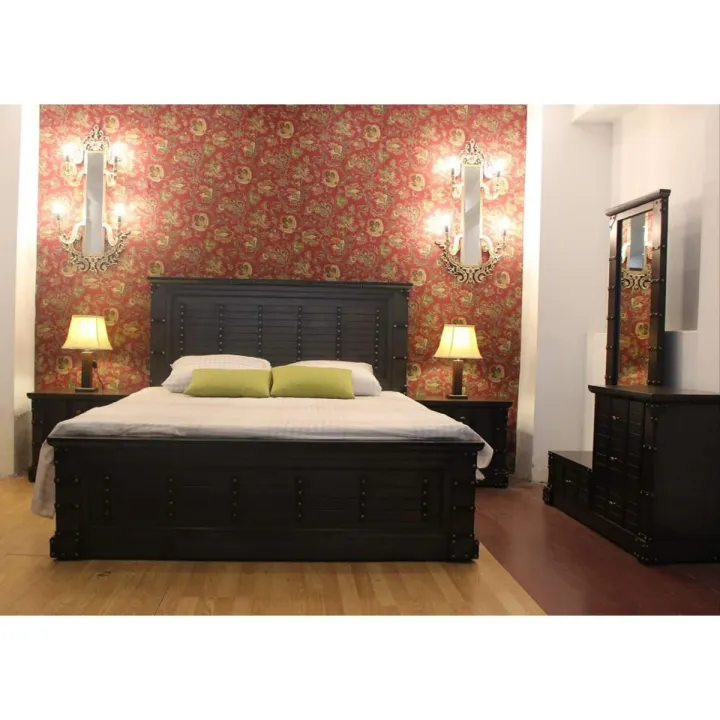 Golden Oak Weeding Package - Bedroom Furniture (1 x King Size Bed + 2 x Side Tables + 1 x Dressing Table + 1 X Mirror)