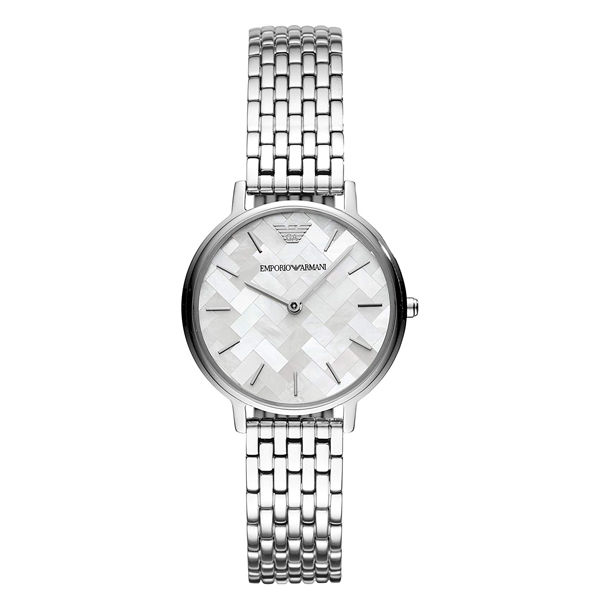 Emporio Armani Silver Stainless Steel Mother Of Pearl Dial Quartz Watch for Ladies - AR11112