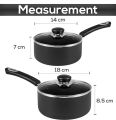 Utopia Kitchen Nonstick Saucepan Set with Lid - 1 Quart and 2 Quart Multipurpose Pots Set Use for Home Kitchen or Restaurant (Grey-Black). 