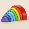 Wood Rainbow Natural Toy Children Block Rainbow Toy Building Block Educational Kindergarten Supplies Baby Toy. 