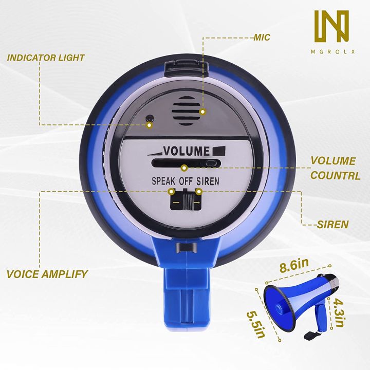 Portable%20Megaphone%2020%20Watt%20Power%20Megaphone%20Speaker%20Bullhorn%20Voice%20And%20Siren/Alarm%20Modes%20Loudspeaker%20megaPhone-Adjustable%20Volume-Lightweight%20Bull%20Horn%20for%20Cheerleading%20-%20Image%208