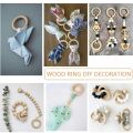 50Pcs Unfinished Wooden Rings, for Craft, Ring Pendant, DIY Connectors, Jewelry Making (Including Cotton Rope). 