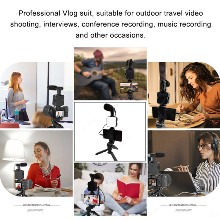 AY-49%20Vlog%20blog%20tripod%20kit%20with%20bluetooth%20shutter,%20tripod,%20light%20and%20microphone%20-%20Image%205