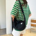Japanese Harajuku Nylon Shoulder Bag Women Solid Color Sling Bag Ins Simple Crossbody Bag Student Casual Bag.