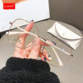 【AmbitionmA】Women Fake Glasses Anti-blue Light Large Frame Glasses Transparent Lens Metal Frame Oversize Eyeglasses UV400 Protection Eyewear. 