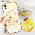 AMORVOR for Samsung A04 Back Cover (With Free Holder) Cute Lovely Soft Wavy Phone Case Camera Protection Transparent TPU Soft Cover. 
