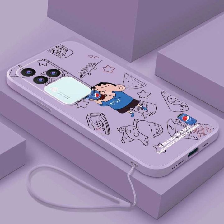 VIVO V30 Pro v30Pro 5G Crayon Shin-chan Soft Phone Case Cartoon Straight Liquid Silicon Cover Casing