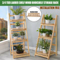 4 Tier Wooden Ladder Folding Book Shelf Stand Plant Flower Display Shelving Rack. 