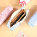 Japanese check print pencil case for primary school stationery bag pencil case high value cartoon stationery set pencil case for primary school students. 